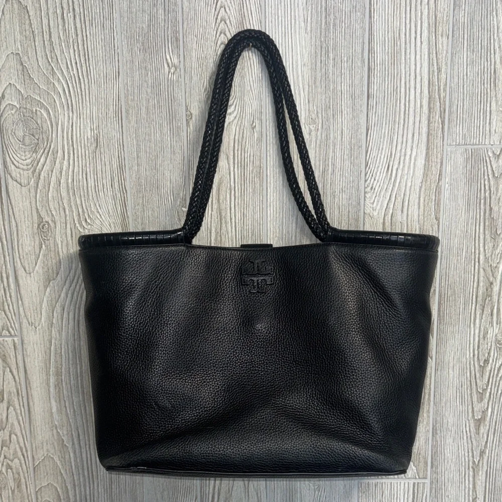Tory Burch Black Leather Taylor Tote - Picture 1 of 10